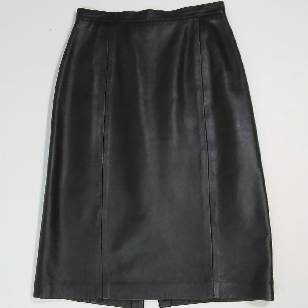 Vintage leather pencil midi skirt high waist